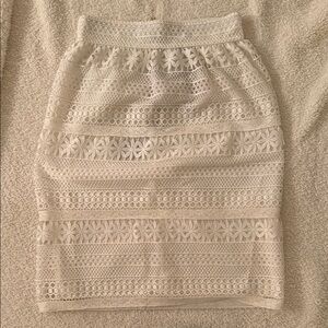 Burberry White Lace Skirt